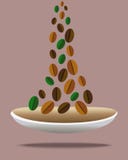 Кофейные зерна падают в шар иллюстрация штока Кофейные зерна падают в шар иллюстрация штока