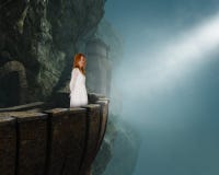 Красивая принцесса Девушка Средневеков Замок Стоковая Фотография Красивая принцесса Девушка Средневеков Замок Стоковая Фотография