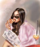 Красивый брюнет с круассаном в кафе улицы бесплатная иллюстрация Красивый брюнет с круассаном в кафе улицы бесплатная иллюстрация