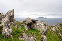Красивый вид на полуострове Dingle привода с ведущим шкивом в голове Slea, Керри, Ирландии стоковые фото Красивый вид на полуострове Dingle привода с ведущим шкивом в голове Slea, Керри, Ирландии стоковые фото