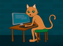 Красная деятельность кота на компьютере бесплатная иллюстрация Красная деятельность кота на компьютере бесплатная иллюстрация