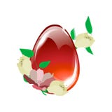красное пасхальное яйцо с цветками весны иллюстрация штока красное пасхальное яйцо с цветками весны иллюстрация штока