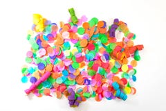 Красочные confetti и ленты с белой предпосылкой как templat стоковое изображение Красочные confetti и ленты с белой предпосылкой как templat стоковое изображение