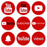 Круглое собрание значка YouTube на белизне иллюстрация вектора Круглое собрание значка YouTube на белизне иллюстрация вектора
