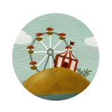 Круглый значок цирка иллюстрация штока Круглый значок цирка иллюстрация штока