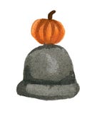Крышка связанная акварелью с bubo от тыквы, бесплатная иллюстрация Крышка связанная акварелью с bubo от тыквы, бесплатная иллюстрация