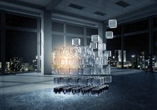 Куб в современном офисе Мультимедиа Стоковое фото RF Куб в современном офисе Мультимедиа Стоковое фото RF