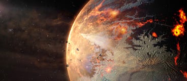 Ландшафт в exoplanet чужеземца фантазии горячем в глубоком космосе бесплатная иллюстрация Ландшафт в exoplanet чужеземца фантазии горячем в глубоком космосе бесплатная иллюстрация