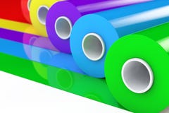 Лента Rolls Multicolor политена PVC пластичная или фольга renderin 3D бесплатная иллюстрация Лента Rolls Multicolor политена PVC пластичная или фольга renderin 3D бесплатная иллюстрация