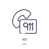 Линейный значок 911 от бдительного собрания плана Тонкая линия 911 вектор изолированный на белой предпосылке ультрамодная иллюстр бесплатная иллюстрация Линейный значок 911 от бдительного собрания плана Тонкая линия 911 вектор изолированный на белой предпосылке ультрамодная иллюстр бесплатная иллюстрация