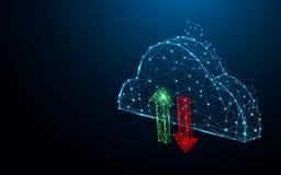Линии формы значка хранения данных облака, треугольники и стиль частицы конструируют Стоковая Фотография RF Линии формы значка хранения данных облака, треугольники и стиль частицы конструируют Стоковая Фотография RF