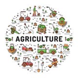 Линия значки земледелия и сельского хозяйства искусства, infographics фермы, садовничая модель-макет иллюстрация штока Линия значки земледелия и сельского хозяйства искусства, infographics фермы, садовничая модель-макет иллюстрация штока