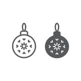 Линия шарика рождественской елки и значок глифа, xmas и украшение, знак безделушки, векторные графики, линейная картина бесплатная иллюстрация Линия шарика рождественской елки и значок глифа, xmas и украшение, знак безделушки, векторные графики, линейная картина бесплатная иллюстрация