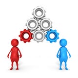 Люди концепции 3d и соединенные Cogwheels над головами иллюстрация вектора Люди концепции 3d и соединенные Cogwheels над головами иллюстрация вектора