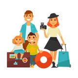 Люди семьи путешествуют отключение каникул значков женщины, человека и детей вектора плоское Стоковые Изображения RF Люди семьи путешествуют отключение каникул значков женщины, человека и детей вектора плоское Стоковые Изображения RF