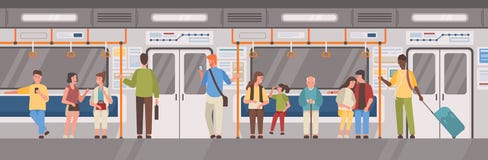 Люди или горожане в метро, метро, трубке или подземном вагоне Переход людей и женщин публично Мужчина и иллюстрация штока Люди или горожане в метро, метро, трубке или подземном вагоне Переход людей и женщин публично Мужчина и иллюстрация штока