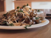 Макаронные изделия с alle Vongole спагетти clams стоковая фотография rf Макаронные изделия с alle Vongole спагетти clams стоковая фотография rf