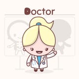 Милые характеры kawaii chibi Профессии алфавита Письмо d - доктор иллюстрация вектора Милые характеры kawaii chibi Профессии алфавита Письмо d - доктор иллюстрация вектора