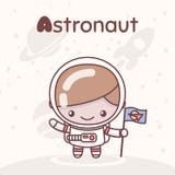 Милые характеры kawaii chibi Профессии алфавита Пометьте буквами a - астронавт иллюстрация штока Милые характеры kawaii chibi Профессии алфавита Пометьте буквами a - астронавт иллюстрация штока