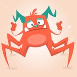 Милый паук изверга шаржа Характер хеллоуина розовый и horned изверга на светлой предпосылке иллюстрация вектора Милый паук изверга шаржа Характер хеллоуина розовый и horned изверга на светлой предпосылке иллюстрация вектора