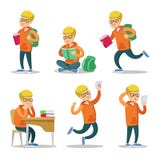 Милый персонаж из мультфильма студента набор Подросток с книгой иллюстрация вектора Милый персонаж из мультфильма студента набор Подросток с книгой иллюстрация вектора