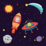 Милые животные астронавты в космосе бесплатная иллюстрация Милые животные астронавты в космосе бесплатная иллюстрация