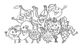 Милые плодоовощи вручают стиль вычерченных, персонажа из мультфильма doodle, страницу книжка-раскраски и концепцию партии, дизайн иллюстрация вектора Милые плодоовощи вручают стиль вычерченных, персонажа из мультфильма doodle, страницу книжка-раскраски и концепцию партии, дизайн иллюстрация вектора