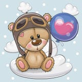 Милый мальчик плюшевого мишки мультфильма с воздушным шаром бесплатная иллюстрация Милый мальчик плюшевого мишки мультфильма с воздушным шаром бесплатная иллюстрация