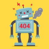 Милый робот стоит высокорослым Оно сломано и курение Ошибка 404 для интернет-сайта иллюстрация вектора Милый робот стоит высокорослым Оно сломано и курение Ошибка 404 для интернет-сайта иллюстрация вектора