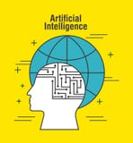 Мир профиля человеческой головы искусственного интеллекта глобальный бесплатная иллюстрация Мир профиля человеческой головы искусственного интеллекта глобальный бесплатная иллюстрация