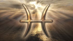 Мистический золотой символ Pisces гороскопа зодиака перевод 3d бесплатная иллюстрация Мистический золотой символ Pisces гороскопа зодиака перевод 3d бесплатная иллюстрация