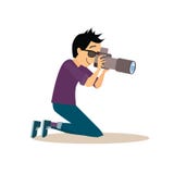 Молодой фотограф в плоском стиле вектор бесплатная иллюстрация Молодой фотограф в плоском стиле вектор бесплатная иллюстрация