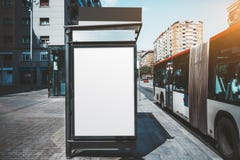 Модель-макет плаката на автобусной остановке стоковое фото Модель-макет плаката на автобусной остановке стоковое фото