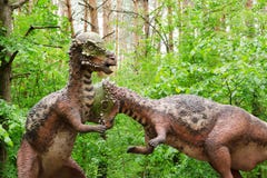 Модельное сражение 2 динозавров Pachycephalosaurus стоковое фото rf Модельное сражение 2 динозавров Pachycephalosaurus стоковое фото rf