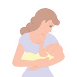 Молодая мать держа ее новорожденный ребенка к подавая груди ее bab Стоковая Фотография RF Молодая мать держа ее новорожденный ребенка к подавая груди ее bab Стоковая Фотография RF