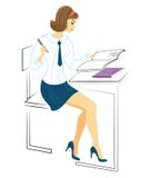 Молодая школьница сидит на столе Девушка делает домашнюю работу, пишет в тетради Дама очень славна r бесплатная иллюстрация Молодая школьница сидит на столе Девушка делает домашнюю работу, пишет в тетради Дама очень славна r бесплатная иллюстрация