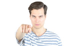 Молодое casualman указывая его палец на вас, начинает вверх стоковое изображение rf Молодое casualman указывая его палец на вас, начинает вверх стоковое изображение rf