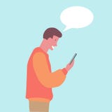 молодой парень наблюдая его дизайн телефона плоский бесплатная иллюстрация молодой парень наблюдая его дизайн телефона плоский бесплатная иллюстрация
