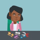 Молодые Афро-американские кредитные карточки вырезывания женщины иллюстрация штока Молодые Афро-американские кредитные карточки вырезывания женщины иллюстрация штока