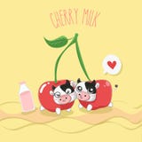 Молочная корова молока вишни очень милая иллюстрация штока Молочная корова молока вишни очень милая иллюстрация штока