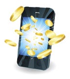 монетки летая чернь золота вне знонят по телефону франтовскому иллюстрация вектора монетки летая чернь золота вне знонят по телефону франтовскому иллюстрация вектора