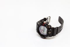 Москва/Россия - 6-ое марта 2019: Наручные часы Casio GW-9400 на белой предпосылке стоковое изображение Москва/Россия - 6-ое марта 2019: Наручные часы Casio GW-9400 на белой предпосылке стоковое изображение