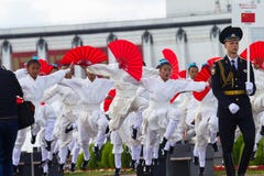 Москва, Россия, холм Poklonnaya, 27-ое августа 2017 - МОНАХИ TAOIST стоковое изображение rf Москва, Россия, холм Poklonnaya, 27-ое августа 2017 - МОНАХИ TAOIST стоковое изображение rf