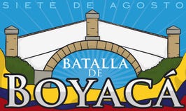 Мост ` s Boyaca колумбийские ориентир ориентир и флаг на 7-ое августа, иллюстрация вектора иллюстрация вектора Мост ` s Boyaca колумбийские ориентир ориентир и флаг на 7-ое августа, иллюстрация вектора иллюстрация вектора
