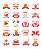 Мясо, цыпленок, ярлыки сосиски пакует - логотип для рынка, магазина, фермы иллюстрация вектора Мясо, цыпленок, ярлыки сосиски пакует - логотип для рынка, магазина, фермы иллюстрация вектора