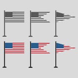 Набор американских флагов различных форм, покрашенных и серых иллюстрация вектора Набор американских флагов различных форм, покрашенных и серых иллюстрация вектора