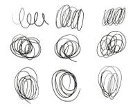 Набор вычерченных круглых линий doodles различной толщины Нарисованный рукой эскиз каракулей вектор иллюстрация вектора Набор вычерченных круглых линий doodles различной толщины Нарисованный рукой эскиз каракулей вектор иллюстрация вектора