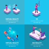 Набор 360 знамен квадрата виртуальной реальности Игра иллюстрация штока Набор 360 знамен квадрата виртуальной реальности Игра иллюстрация штока
