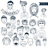 Нарисованное вручную собрание doodle толпы людей воплощений 27 различных смешных сторон Комплект вектора шаржа вебсайт сети проек Стоковые Изображения RF Нарисованное вручную собрание doodle толпы людей воплощений 27 различных смешных сторон Комплект вектора шаржа вебсайт сети проек Стоковые Изображения RF