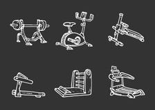 Нарисованные рукой тренируя установленные doodles прибора Значки стиля эскиза d иллюстрация вектора Нарисованные рукой тренируя установленные doodles прибора Значки стиля эскиза d иллюстрация вектора